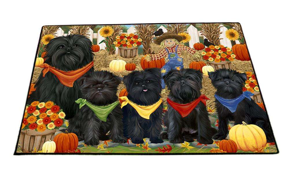 Fall Festive Gathering Affenpinschers with Pumpkins Floormat FLMS50631