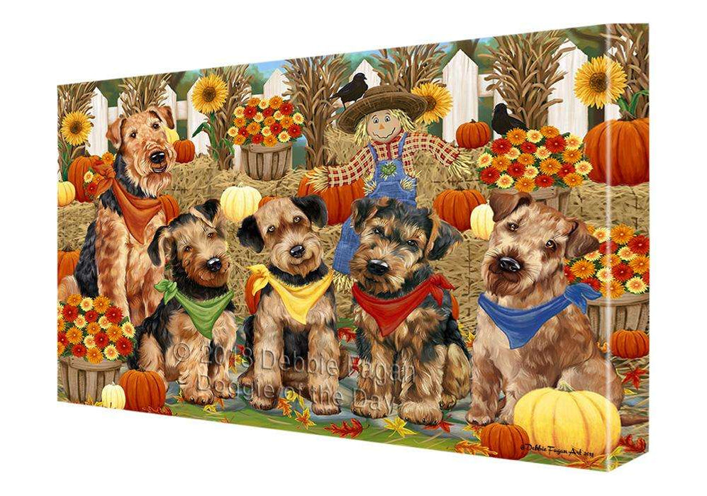 Fall Festive Gathering Airedale Terriers with Pumpkins Canvas Print Wall Art Décor CVS71747