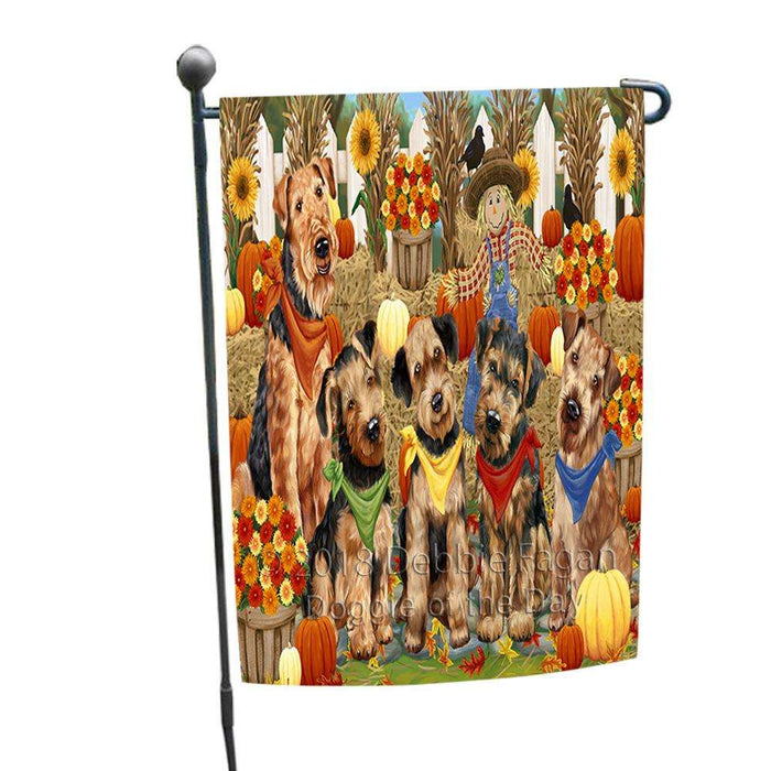 Fall Festive Gathering Airedale Terriers with Pumpkins Garden Flag GFLG0495