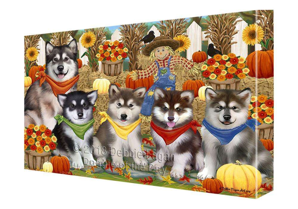 Fall Festive Gathering Alaskan Malamutes with Pumpkins Canvas Print Wall Art Décor CVS71756