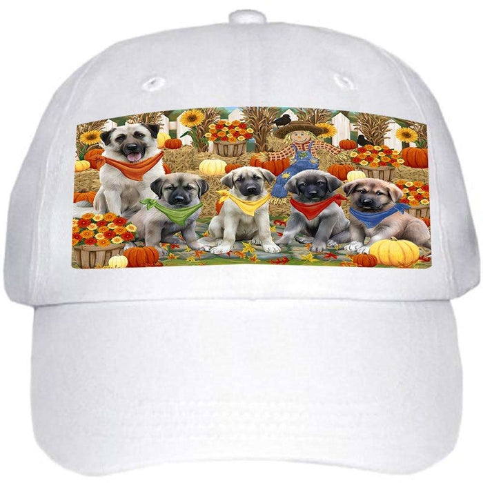 Fall Festive Gathering Anatolian Shepherds Dog with Pumpkins Ball Hat Cap HAT55584