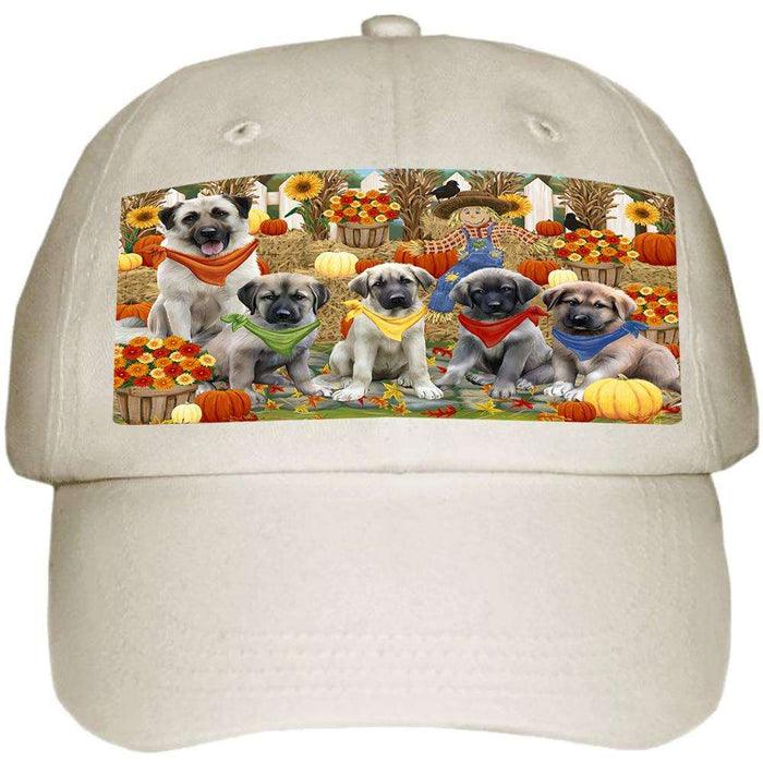 Fall Festive Gathering Anatolian Shepherds Dog with Pumpkins Ball Hat Cap HAT55584