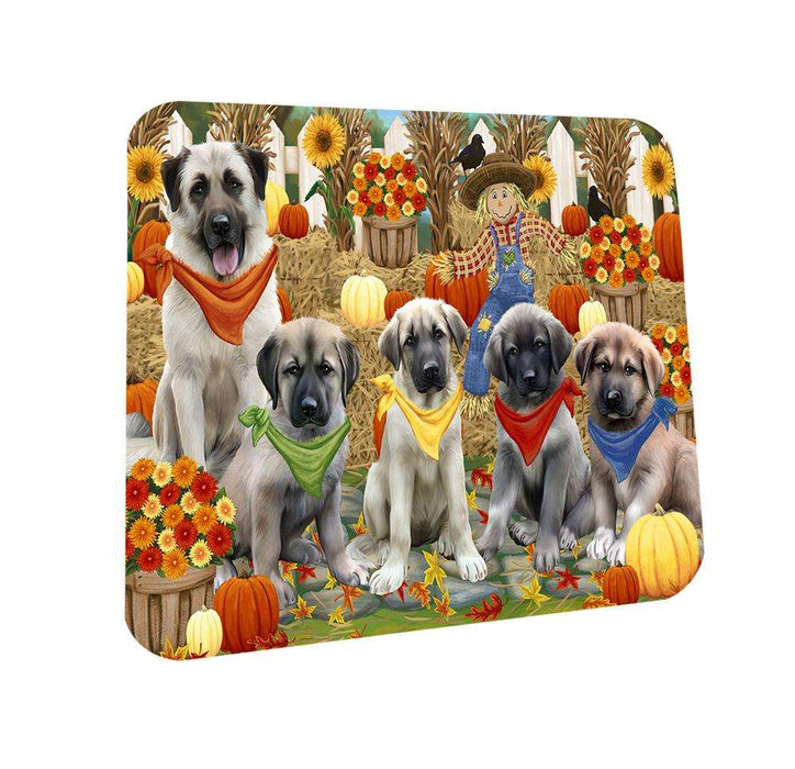 Fall Festive Gathering Anatolian Shepherds Dog with Pumpkins Coasters Set of 4 CST50564