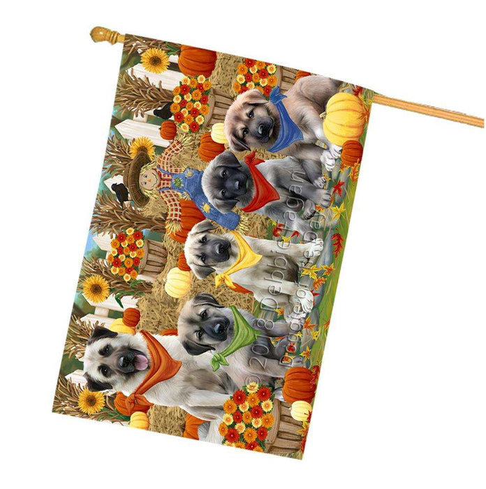 Fall Festive Gathering Anatolian Shepherds Dog with Pumpkins House Flag FLG50634
