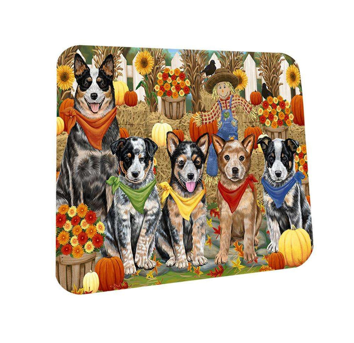 Fall Festive Gathering Australian Cattle Dogs with Pumpkins Coasters Set of 4 CST50565