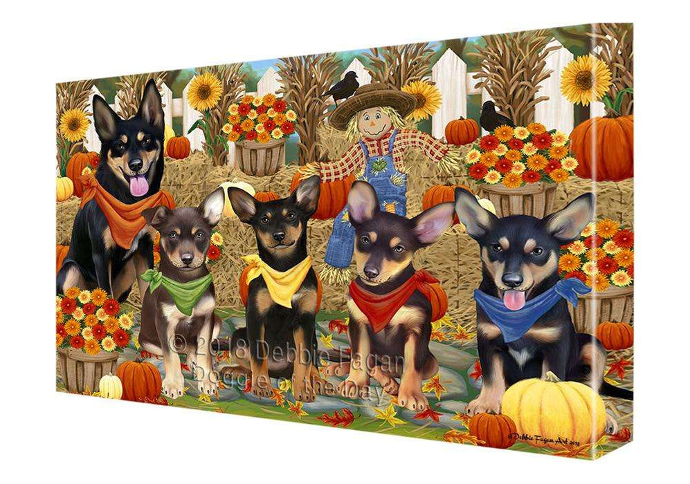 Fall Festive Gathering Australian Kelpies Dog with Pumpkins Canvas Print Wall Art Décor CVS71792