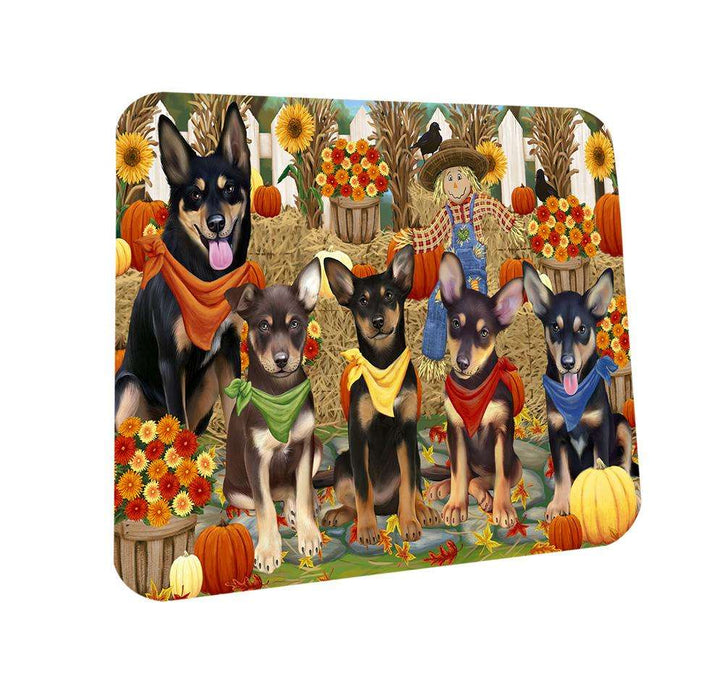 Fall Festive Gathering Australian Kelpies Dog with Pumpkins Coasters Set of 4 CST50566