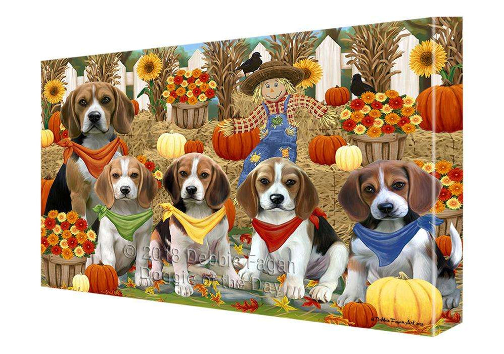 Fall Festive Gathering Beagles Dog with Pumpkins Canvas Print Wall Art Décor CVS71819