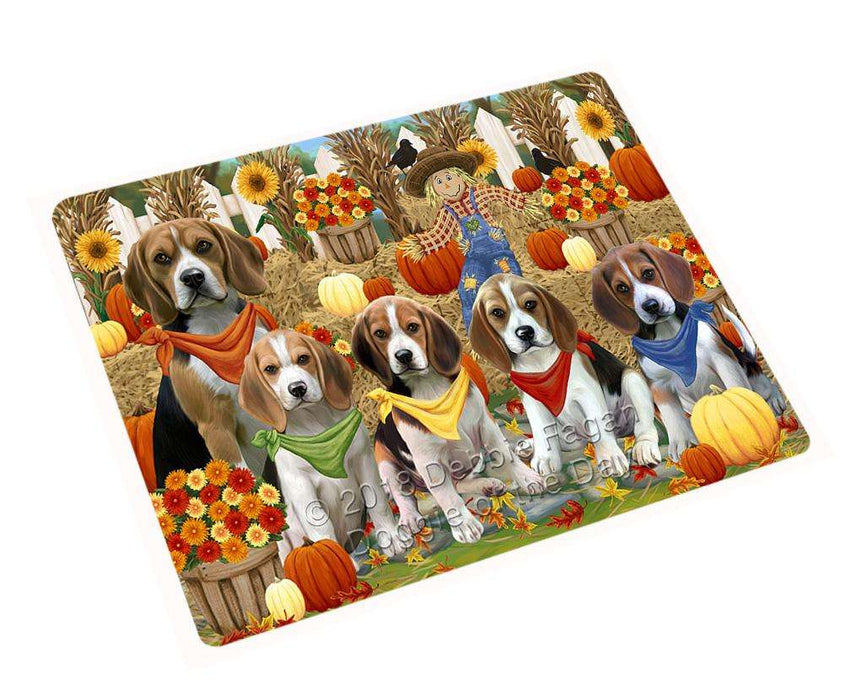 Fall Festive Gathering Beagles Dog with Pumpkins Cutting Board C55890
