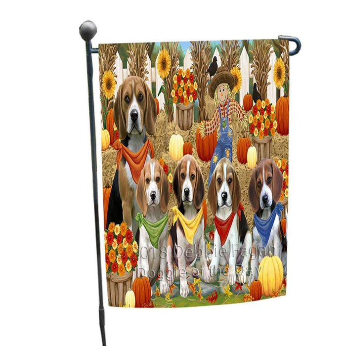 Fall Festive Gathering Beagles Dog with Pumpkins Garden Flag GFLG0503