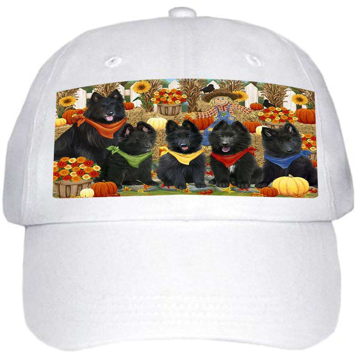 Fall Festive Gathering Belgian Shepherds Dog with Pumpkins Ball Hat Cap HAT55602