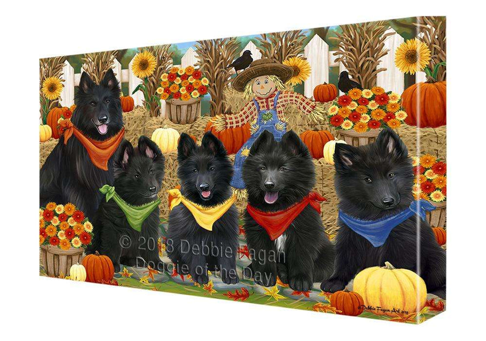 Fall Festive Gathering Belgian Shepherds Dog with Pumpkins Canvas Print Wall Art Décor CVS71828