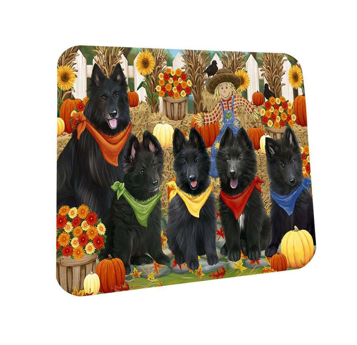 Fall Festive Gathering Belgian Shepherds Dog with Pumpkins Coasters Set of 4 CST50570