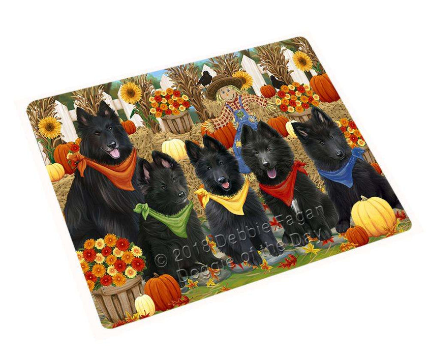 Fall Festive Gathering Belgian Shepherds Dog with Pumpkins Cutting Board C55893