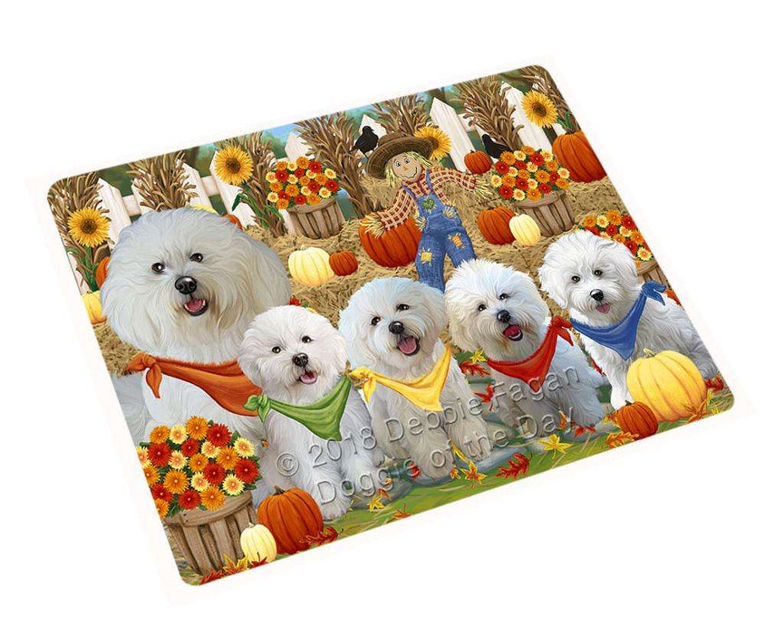 Fall Festive Gathering Bichon Frises Dog with Pumpkins Cutting Board C55899
