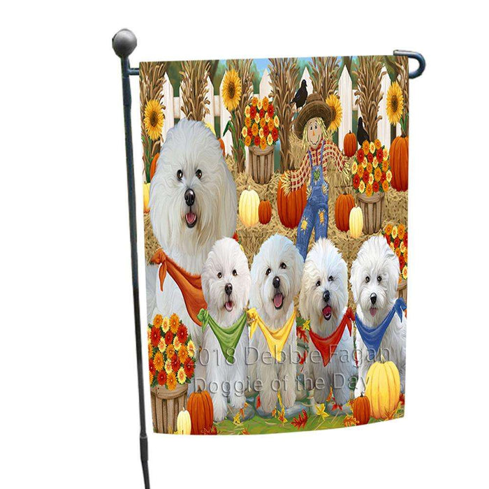 Fall Festive Gathering Bichon Frises Dog with Pumpkins Garden Flag GFLG0506