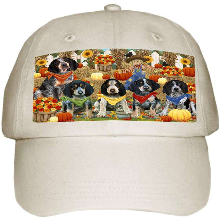 Fall Festive Gathering Bluetick Coonhounds Dog with Pumpkins Ball Hat Cap HAT55611