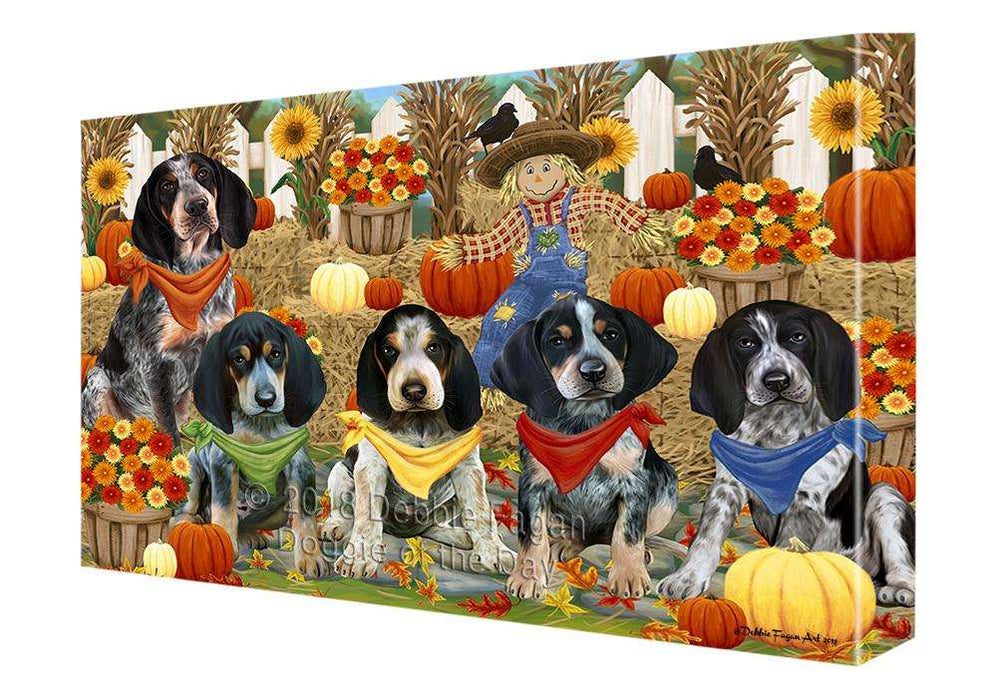 Fall Festive Gathering Bluetick Coonhounds Dog with Pumpkins Canvas Print Wall Art Décor CVS71855