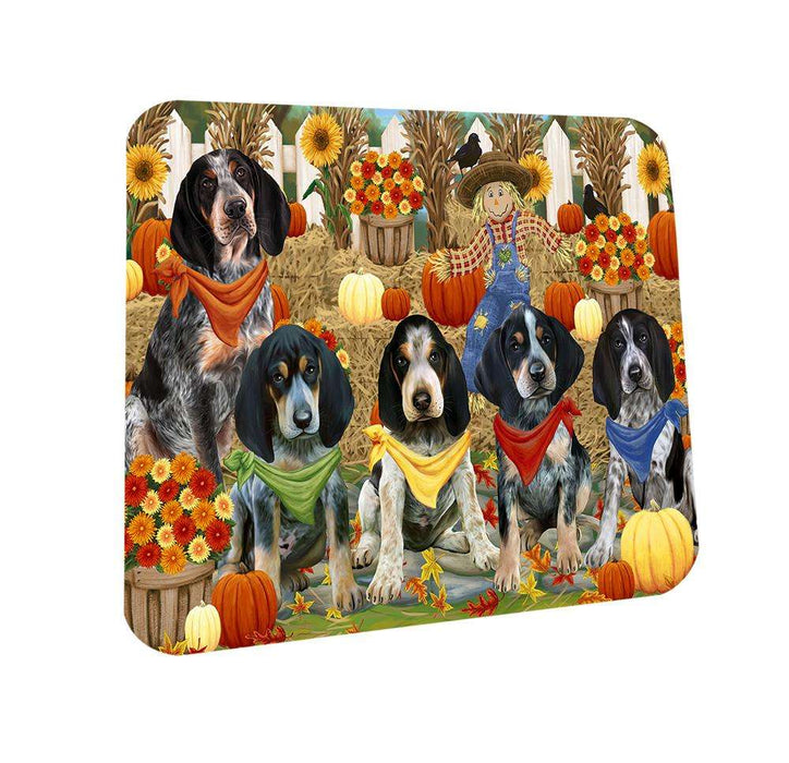Fall Festive Gathering Bluetick Coonhounds Dog with Pumpkins Coasters Set of 4 CST50573