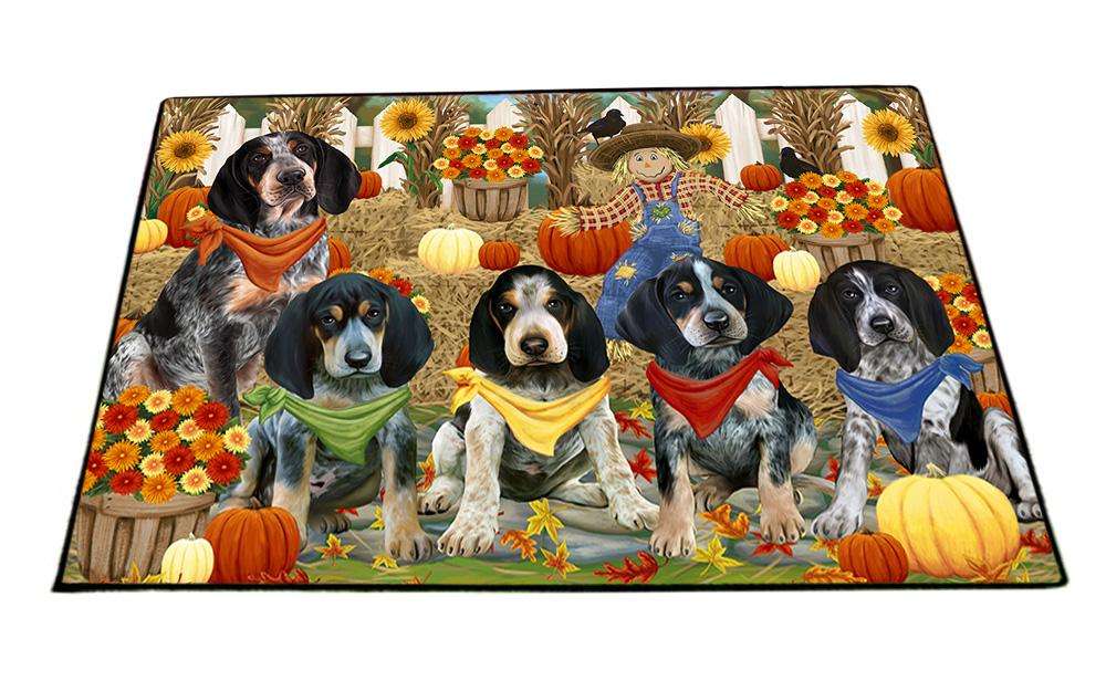 Fall Festive Gathering Bluetick Coonhounds Dog with Pumpkins Floormat FLMS50670