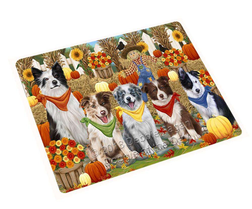Fall Festive Gathering Border Collies Dog with Pumpkins Cutting Board C55905