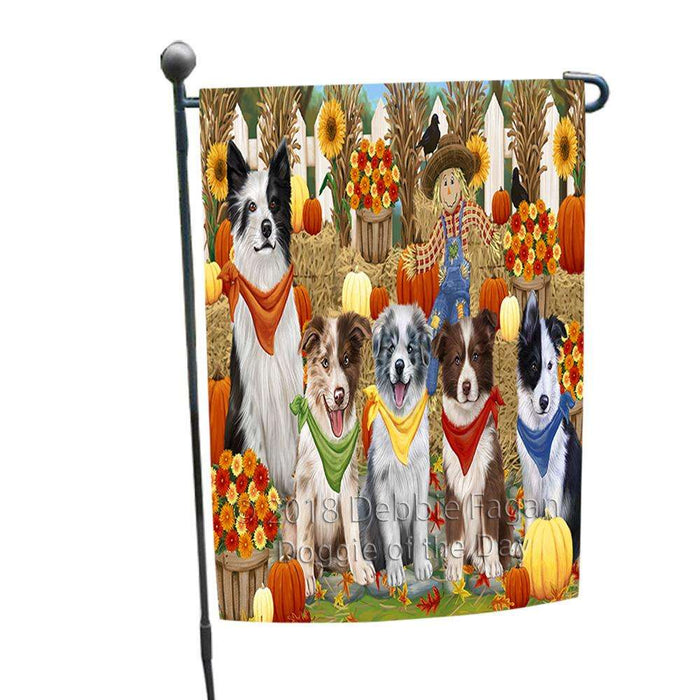 Fall Festive Gathering Border Collies Dog with Pumpkins Garden Flag GFLG0508