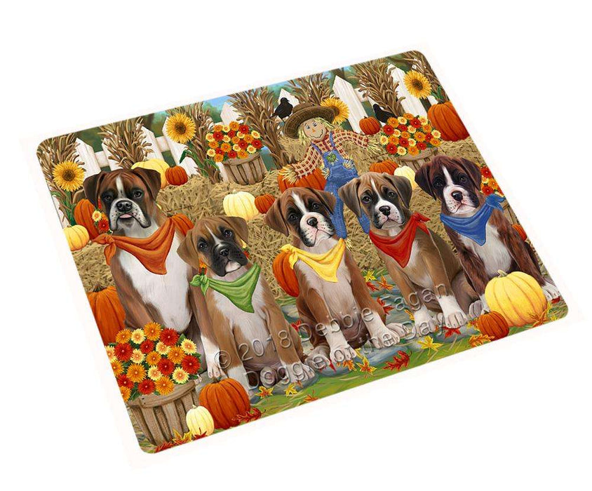 Fall Festive Gathering Boxers Dog with Pumpkins Cutting Board C55911