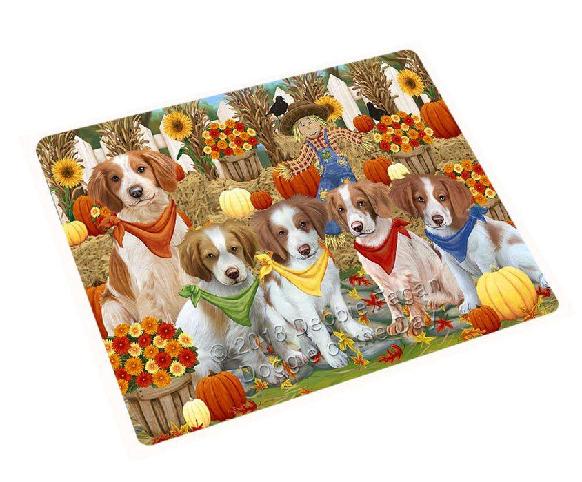 Fall Festive Gathering Brittany Spaniels Dog with Pumpkins Cutting Board C55914