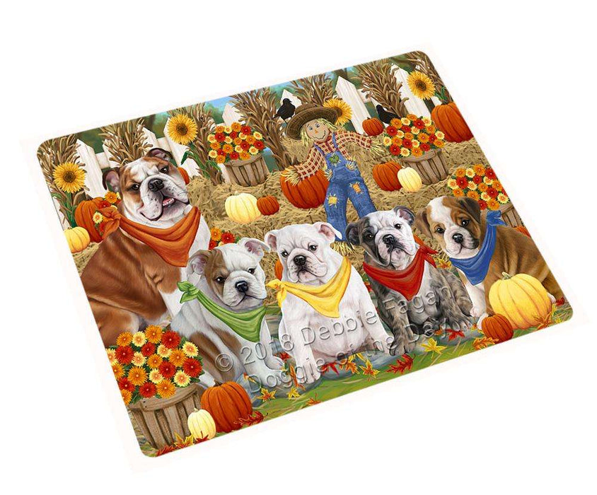 Fall Festive Gathering Bulldogs with Pumpkins Cutting Board C55920