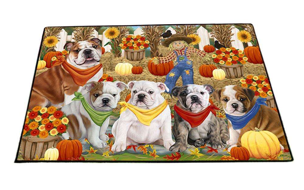 Fall Festive Gathering Bulldogs with Pumpkins Floormat FLMS50688