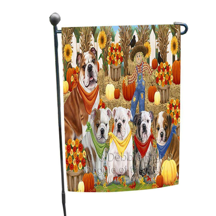 Fall Festive Gathering Bulldogs with Pumpkins Garden Flag GFLG0513