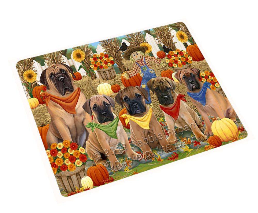 Fall Festive Gathering Bullmastiffs Dog with Pumpkins Cutting Board C55923