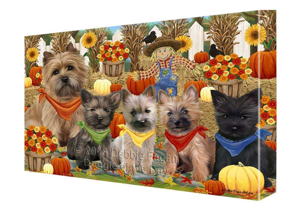 Fall Festive Gathering Cairn Terriers Dog with Pumpkins Canvas Print Wall Art Décor CVS71927