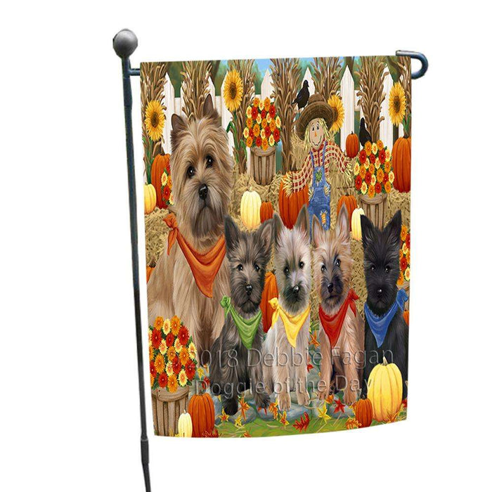 Fall Festive Gathering Cairn Terriers Dog with Pumpkins Garden Flag GFLG0515