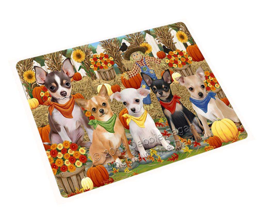 Fall Festive Gathering Chihuahuas Dog with Pumpkins Cutting Board C55935