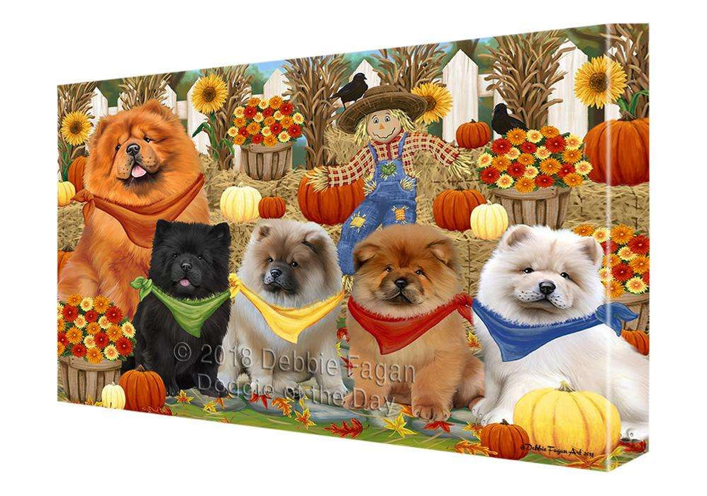 Fall Festive Gathering Chow Chows Dog with Pumpkins Canvas Print Wall Art Décor CVS71963