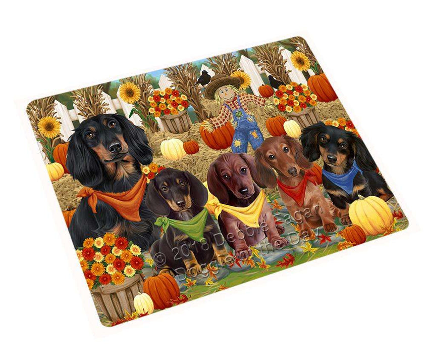 Fall Festive Gathering Dachshunds Dog with Pumpkins Cutting Board C55944