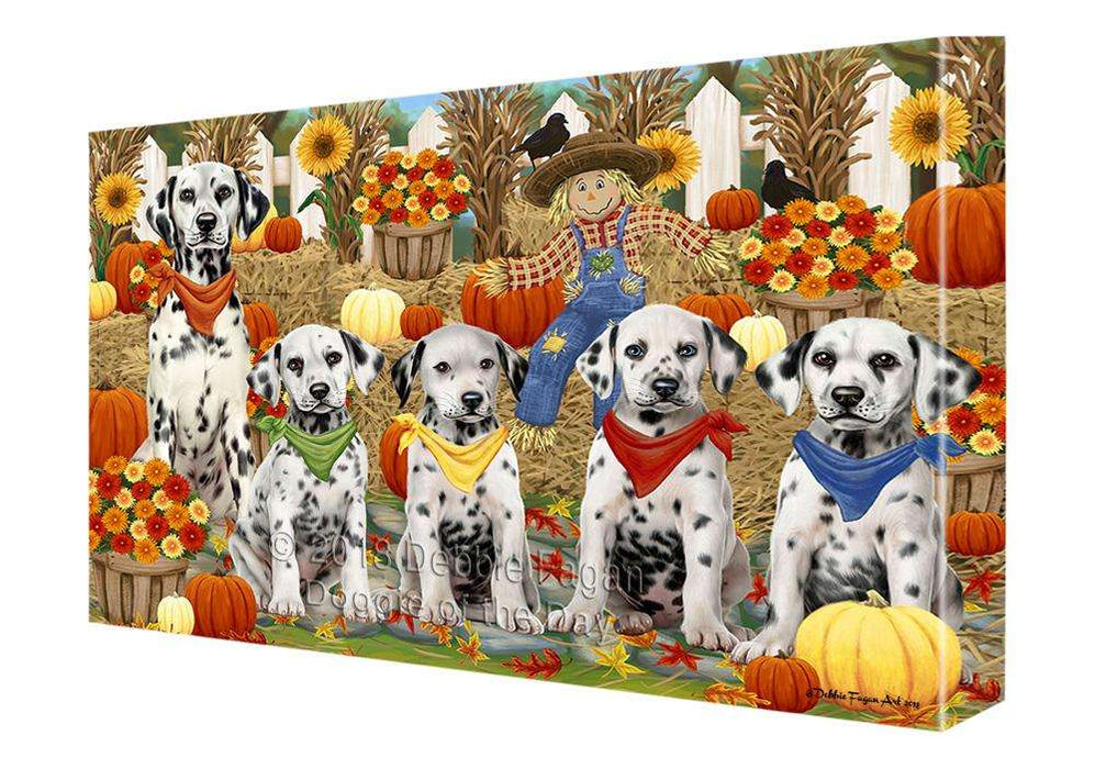 Fall Festive Gathering Dalmatians Dog with Pumpkins Canvas Print Wall Art Décor CVS71990