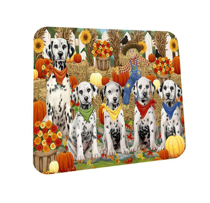 Fall Festive Gathering Dalmatians Dog with Pumpkins Coasters Set of 4 CST50588