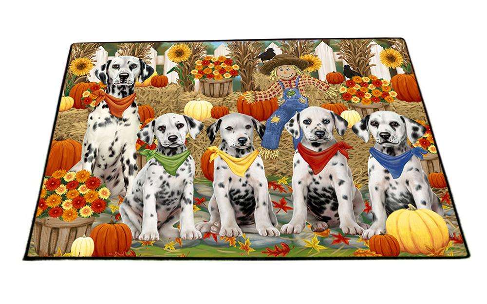 Fall Festive Gathering Dalmatians Dog with Pumpkins Floormat FLMS50715