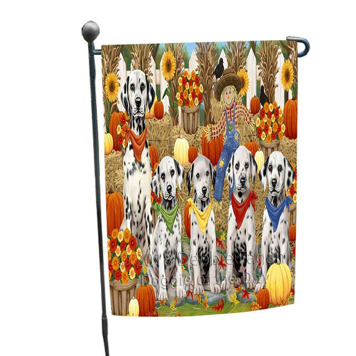 Fall Festive Gathering Dalmatians Dog with Pumpkins Garden Flag GFLG0522