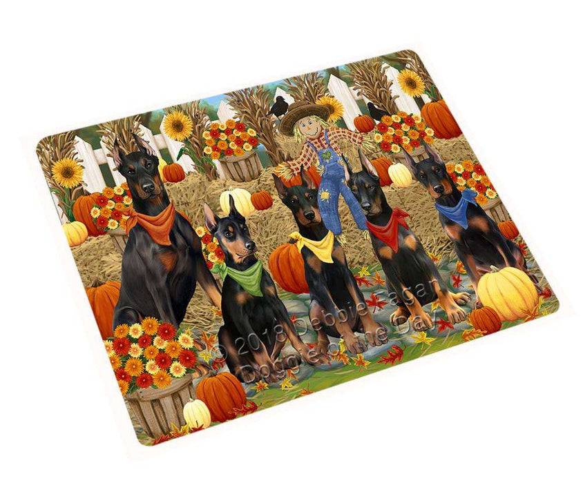 Fall Festive Gathering Doberman Pinschers Dog with Pumpkins Cutting Board C55950