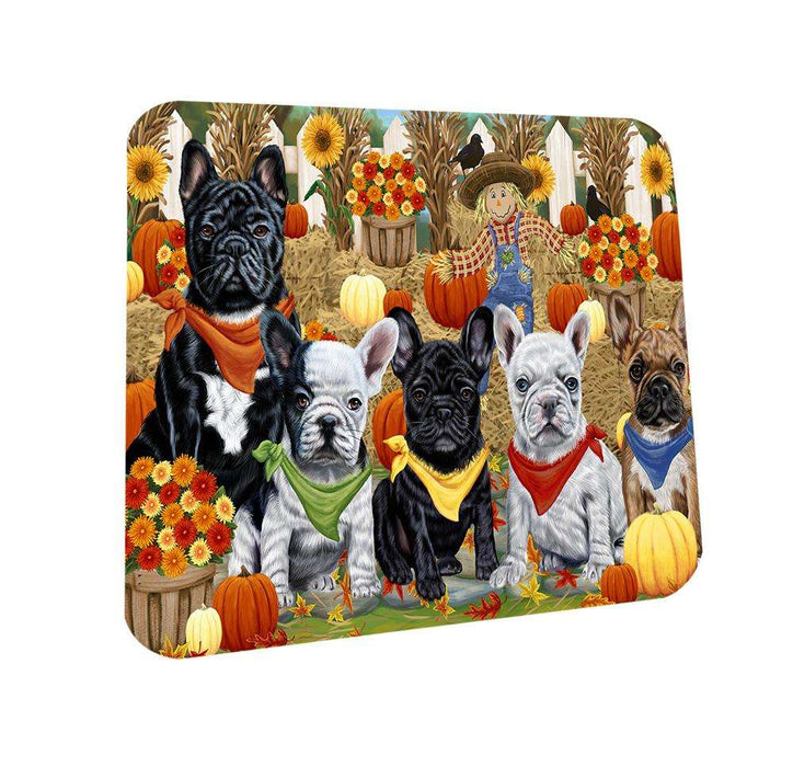 Fall Festive Gathering French Bulldogs with Pumpkins Coasters Set of 4 CST50590