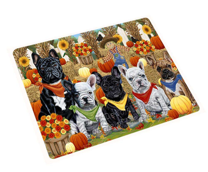 Fall Festive Gathering French Bulldogs with Pumpkins Cutting Board C55953