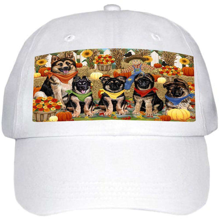 Fall Festive Gathering German Shepherds Dog with Pumpkins Ball Hat Cap HAT55665