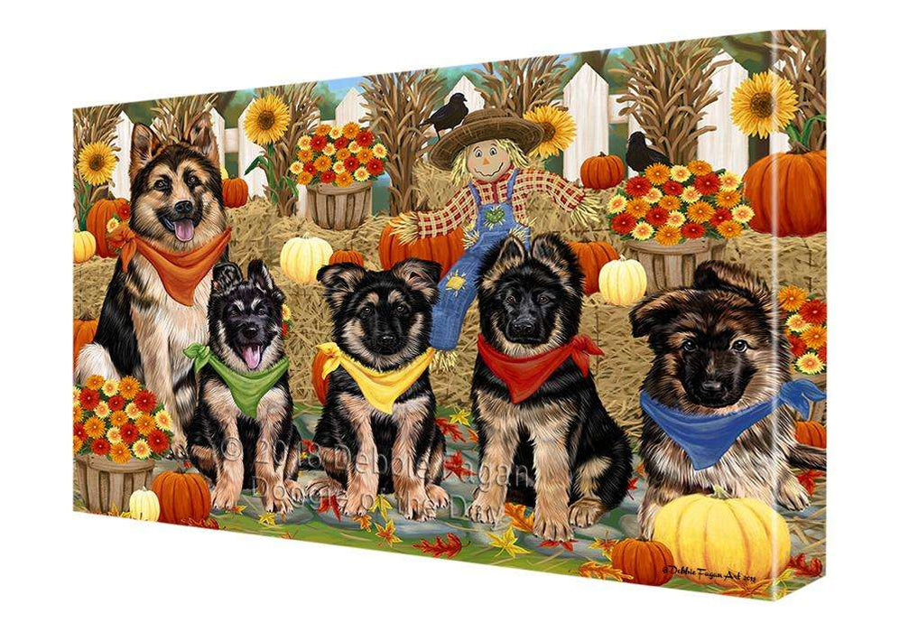 Fall Festive Gathering German Shepherds Dog with Pumpkins Canvas Print Wall Art Décor CVS72017
