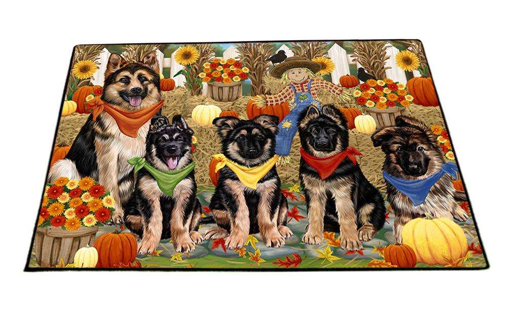 Fall Festive Gathering German Shepherds Dog with Pumpkins Floormat FLMS50724
