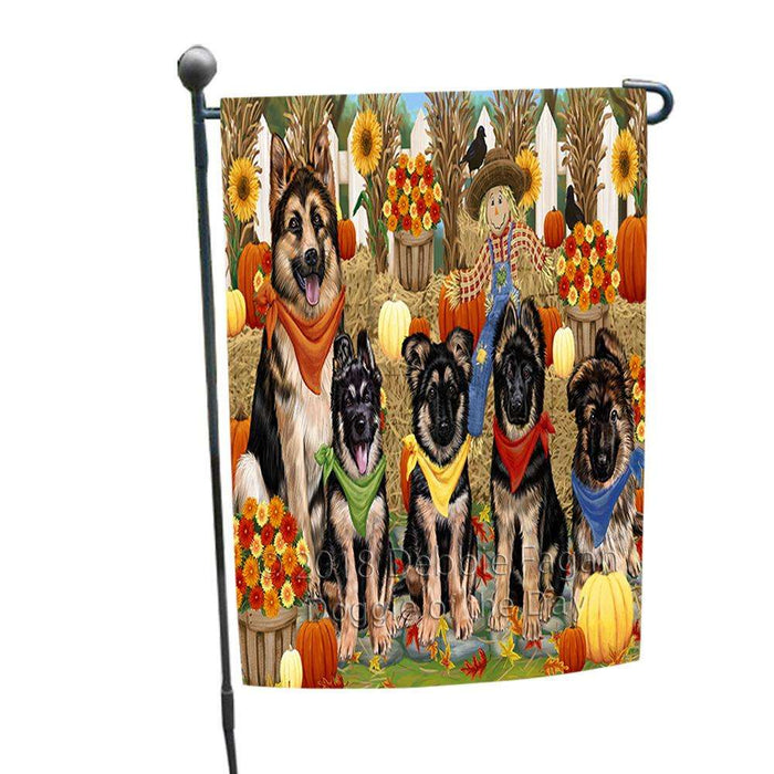 Fall Festive Gathering German Shepherds Dog with Pumpkins Garden Flag GFLG0525