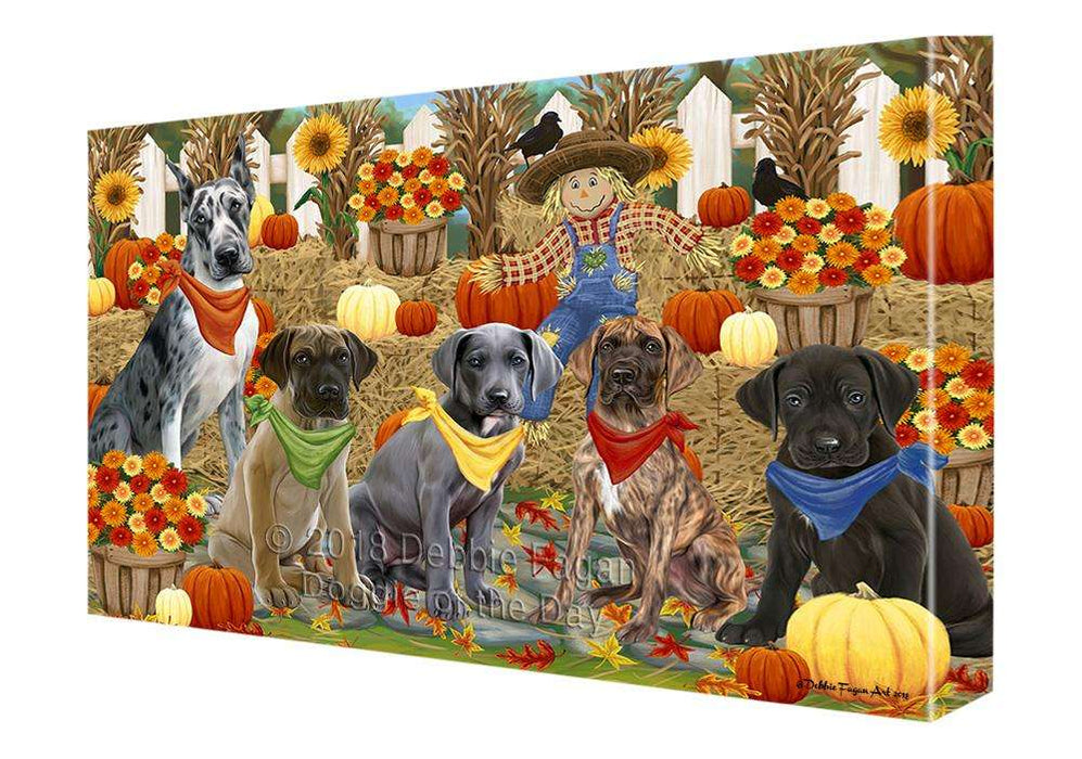 Fall Festive Gathering Great Danes Dog with Pumpkins Canvas Print Wall Art Décor CVS72035