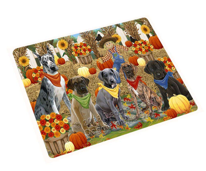 Fall Festive Gathering Great Danes Dog with Pumpkins Cutting Board C55962